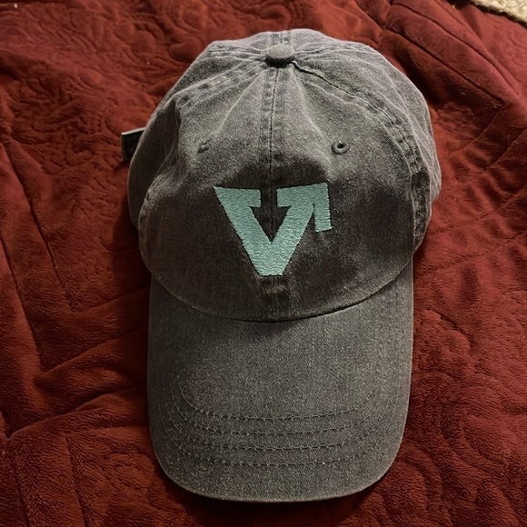 Port & Company V in blue‎ on Gray Baseball Cap buckle adjustable back strap. - Picture 1 of 9